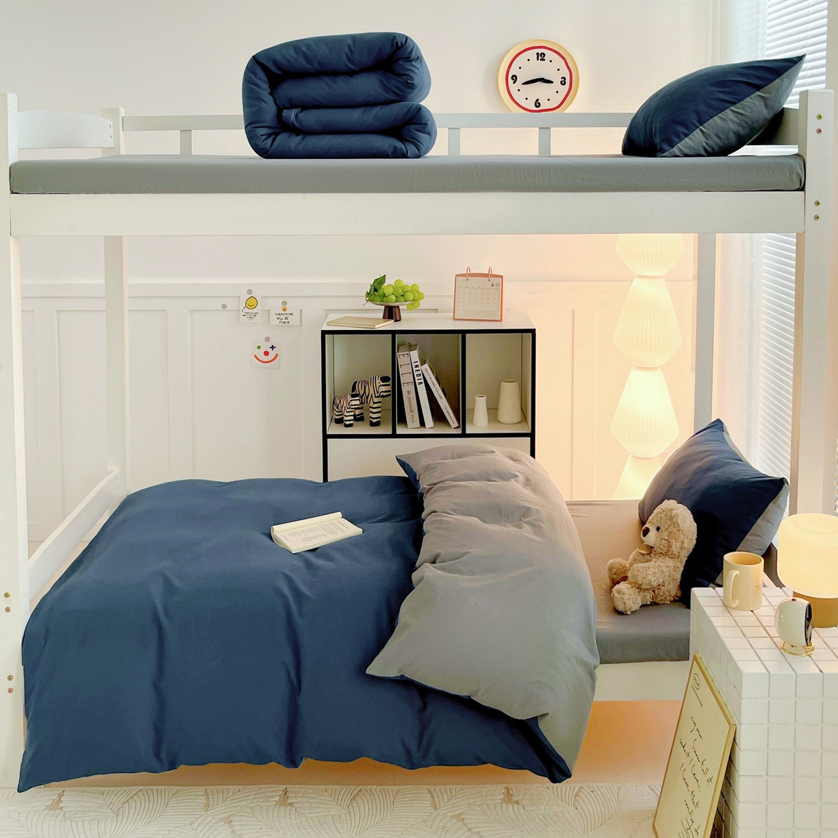 91家纺网 家纺一手货源 找家纺 （总）纽缦家纺 2025新款纯色双拼水洗亲柔棉三件套宿舍三件套上下铺三件套