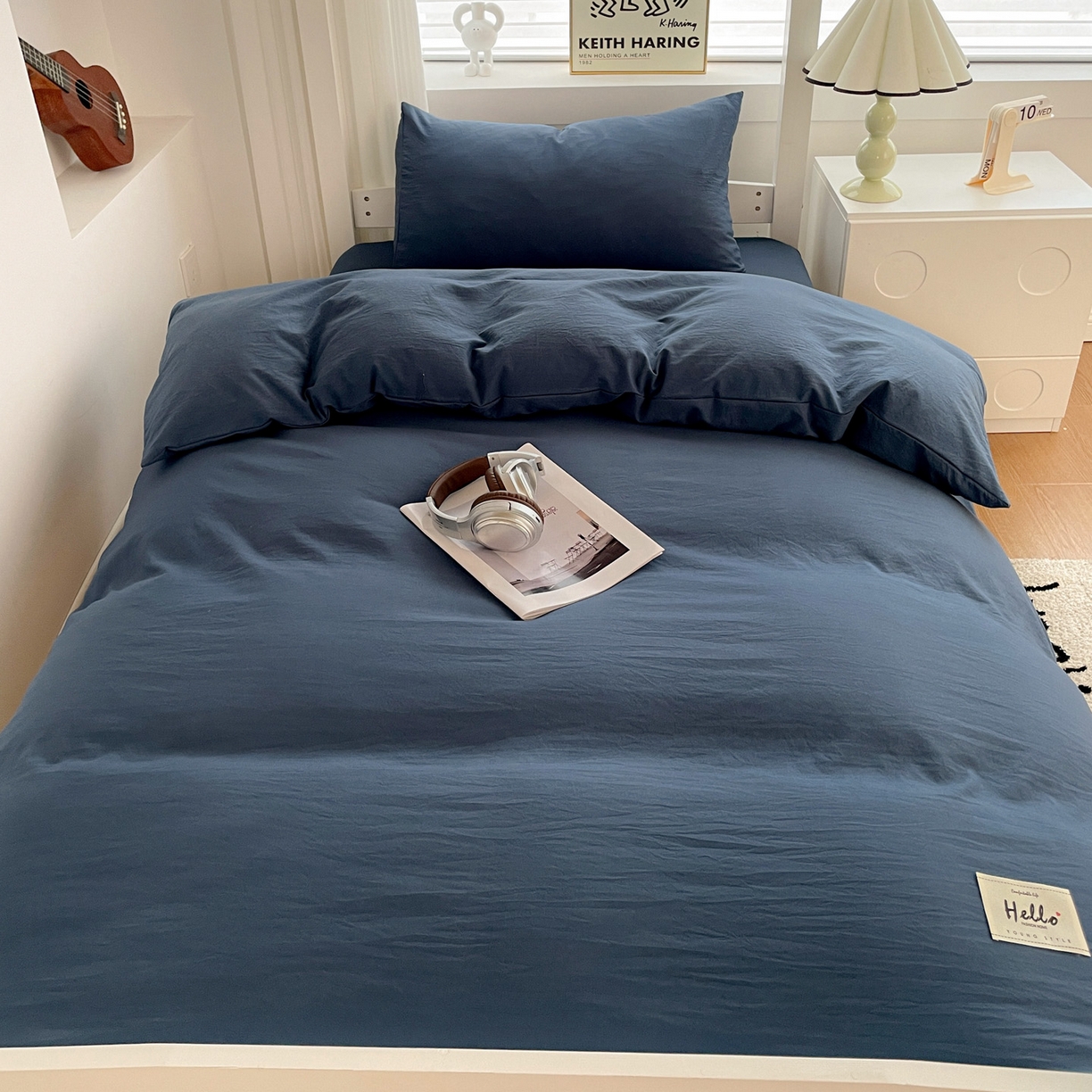 91家纺网 家纺一手货源 找家纺 （总）纽缦家纺 2025新款纯色水洗亲柔棉三件套宿舍三件套上下铺三件套