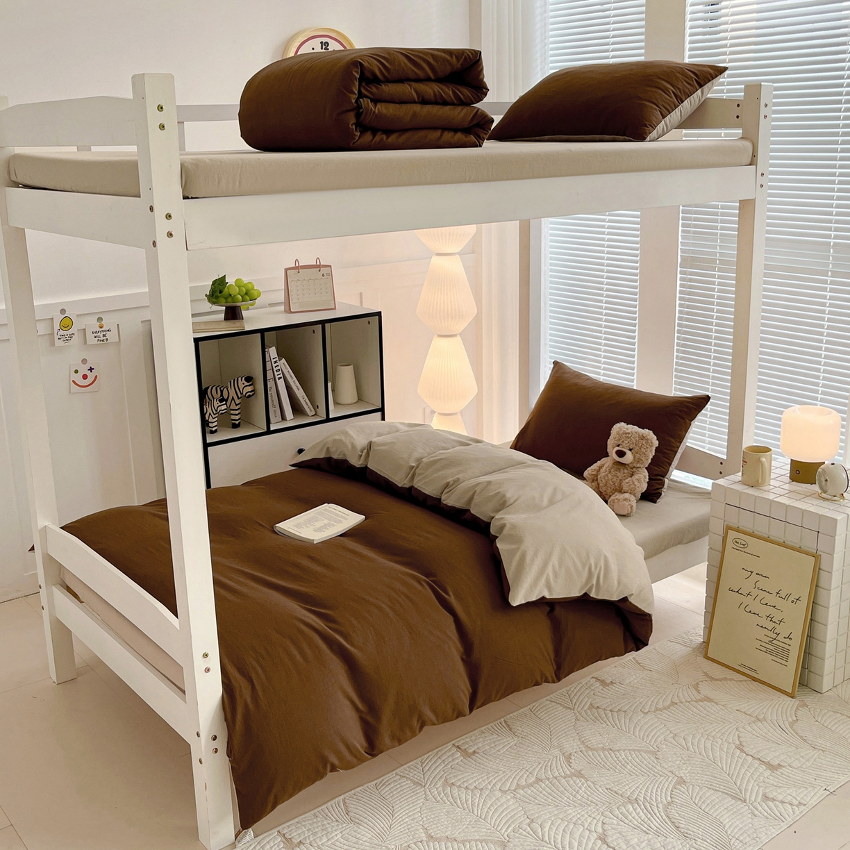 91家纺网 家纺一手货源 找家纺 （总）纽缦家纺 2025新款纯色双拼水洗亲柔棉三件套宿舍三件套上下铺三件套