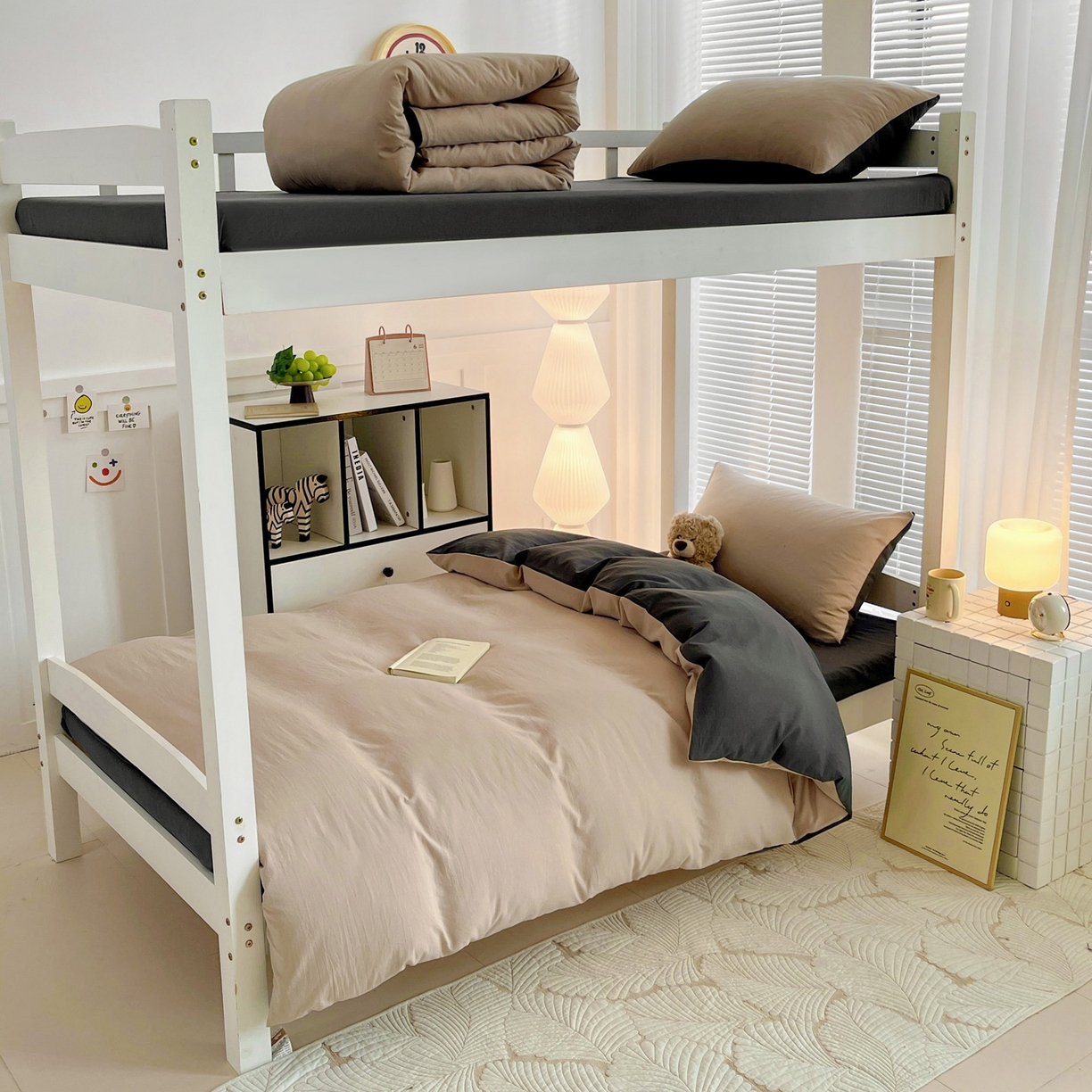 91家纺网 家纺一手货源 找家纺 （总）纽缦家纺 2025新款纯色双拼水洗亲柔棉三件套宿舍三件套上下铺三件套