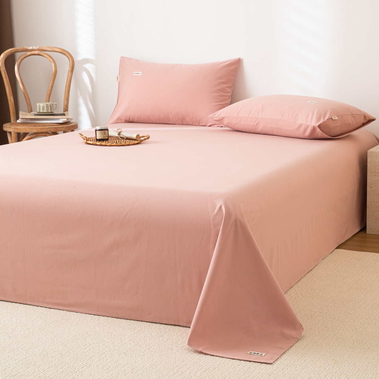 91家纺网 家纺一手货源 找家纺 眠博士 2025新款纯色全棉纯棉磨毛床单单品床单床单单件 磨毛床单-陶瓷豆沙