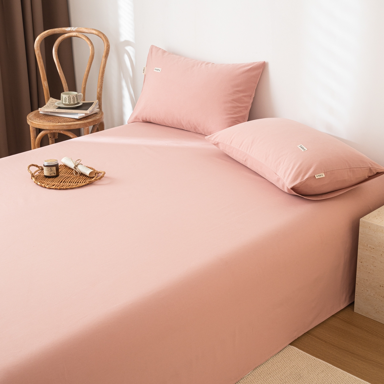 91家纺网 家纺一手货源 找家纺 眠博士 2025新款纯色全棉纯棉磨毛床单单品床单床单单件 磨毛床单-陶瓷豆沙