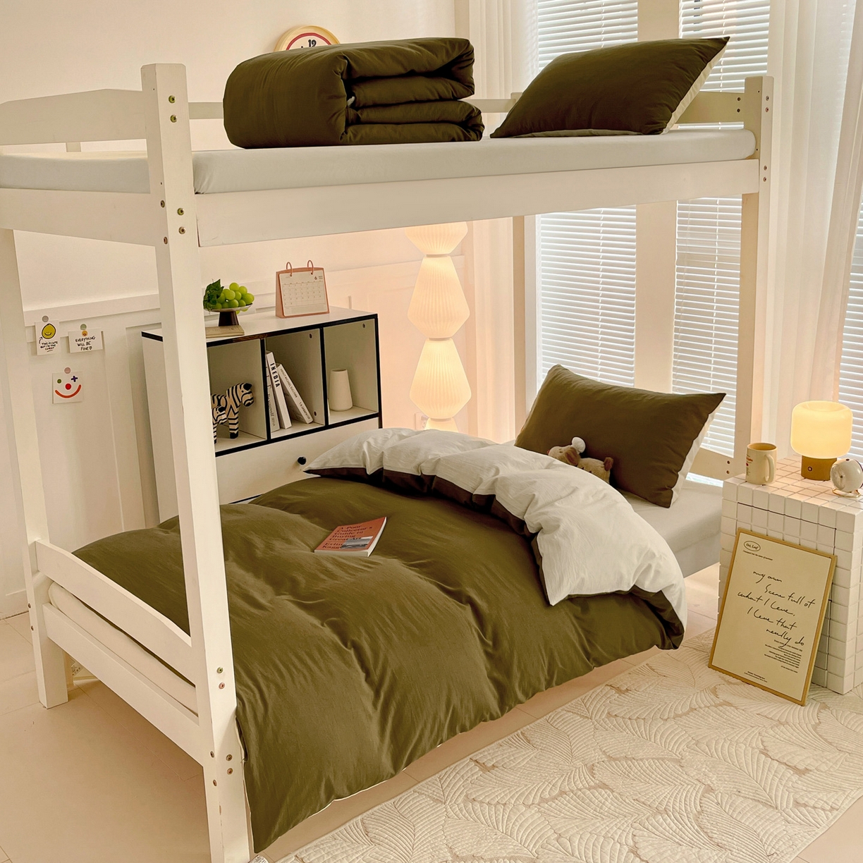 91家纺网 家纺一手货源 找家纺 （总）纽缦家纺 2025新款纯色双拼水洗亲柔棉三件套宿舍三件套上下铺三件套