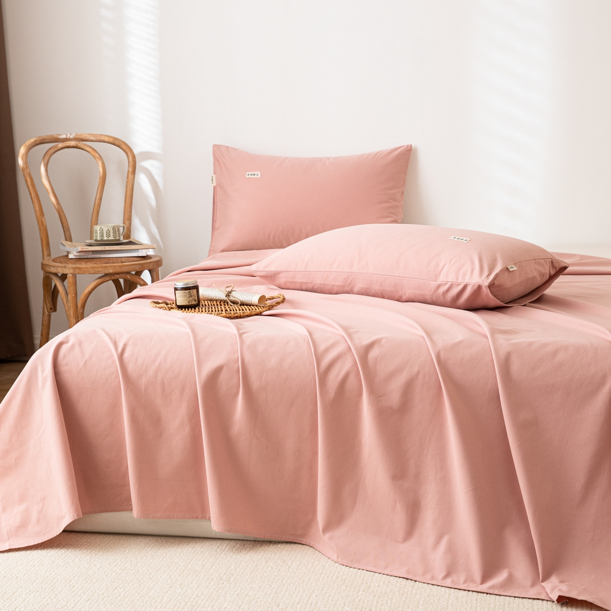 91家纺网 家纺一手货源 找家纺 眠博士 2025新款纯色全棉纯棉磨毛床单单品床单床单单件 磨毛床单-陶瓷豆沙