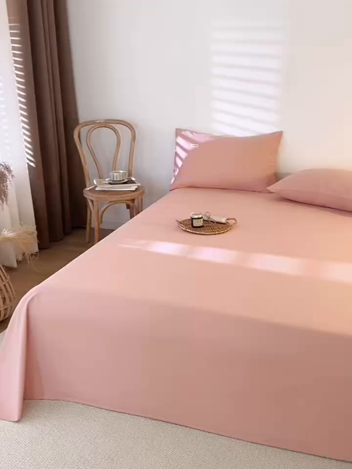 91家纺网 家纺一手货源 找家纺 眠博士 2025新款纯色全棉纯棉磨毛床单单品床单床单单件 磨毛床单-陶瓷豆沙