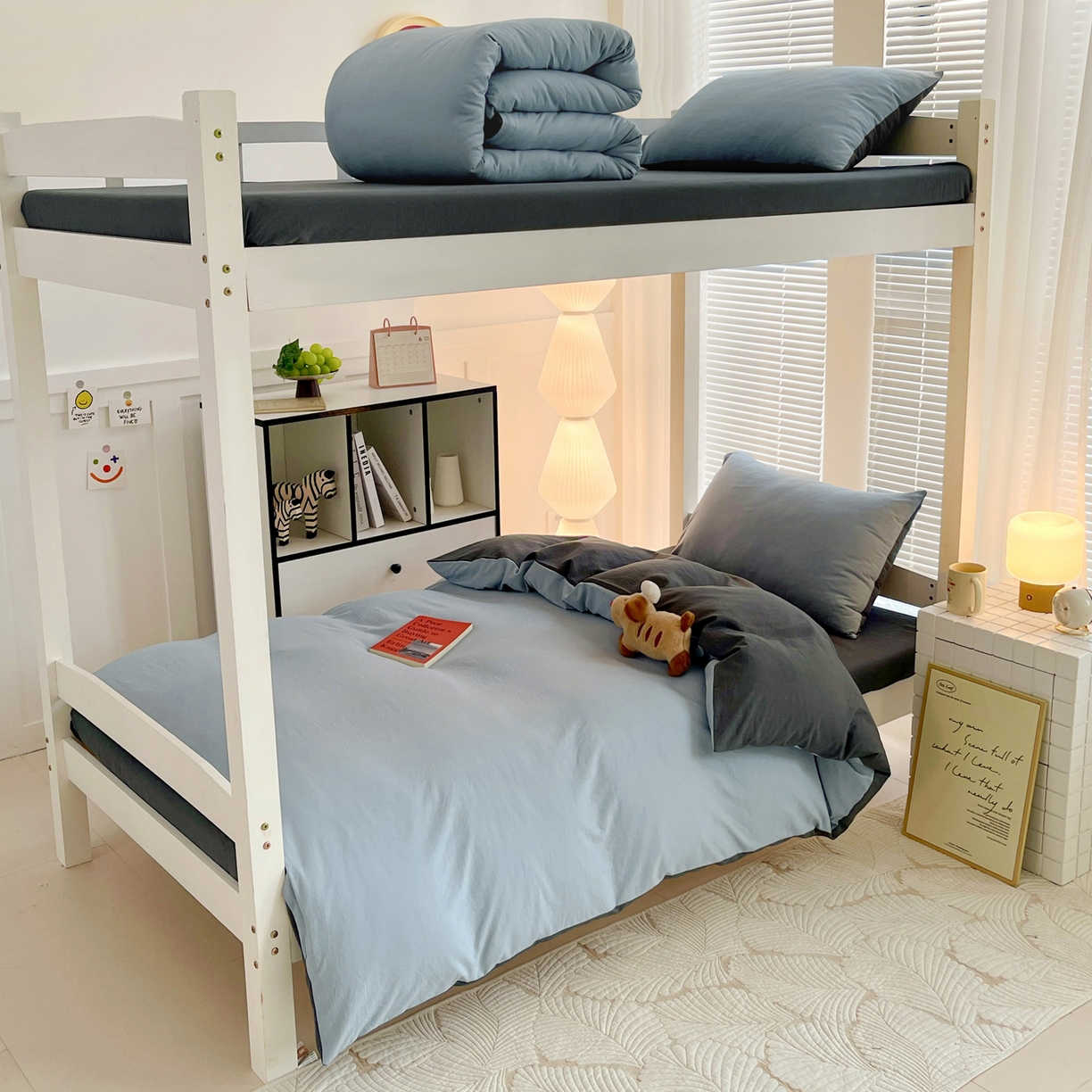 91家纺网 家纺一手货源 找家纺 （总）纽缦家纺 2025新款纯色双拼水洗亲柔棉三件套宿舍三件套上下铺三件套