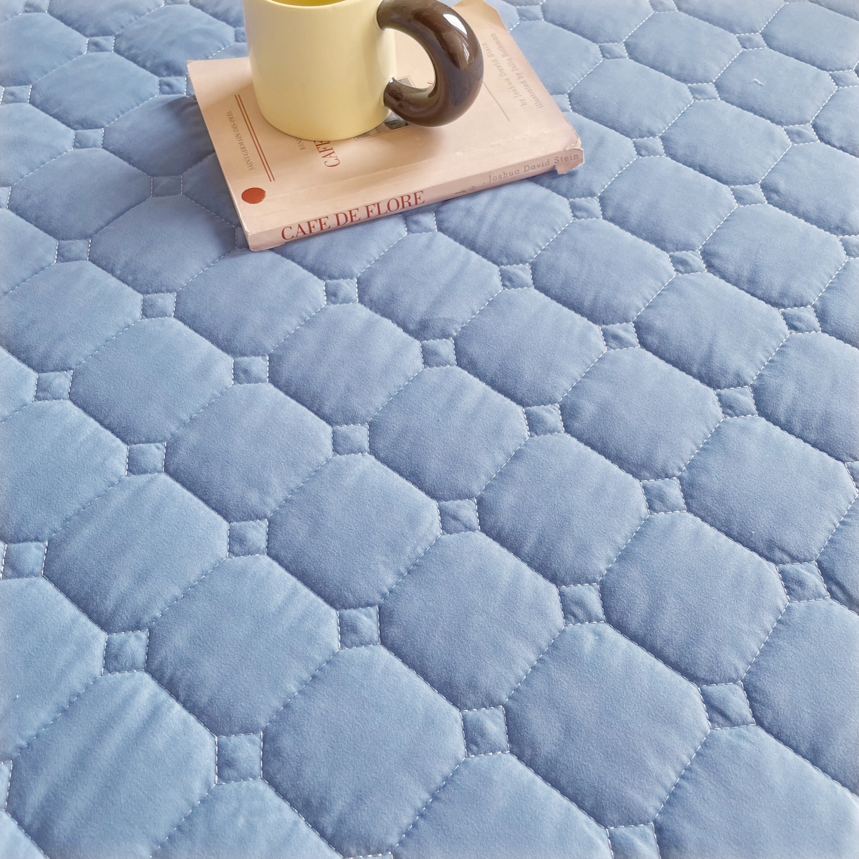 91家纺网 家纺一手货源 找家纺 锦眠床笠 2025新款亲肤面包格夹棉床笠-学生图 面包格-兰