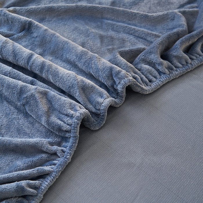 91家纺网 家纺一手货源 找家纺 简爱 2025新款纯色牛奶绒单床笠 宾利蓝