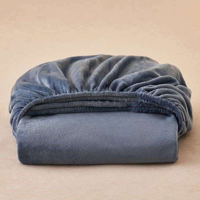 91家纺网 家纺一手货源 找家纺 简爱 2025新款纯色牛奶绒单床笠 宾利蓝