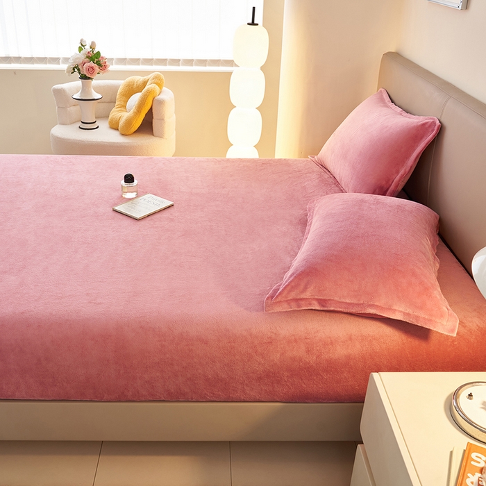 91家纺网 家纺一手货源 找家纺 简爱 2025新款纯色牛奶绒单床笠 豆沙