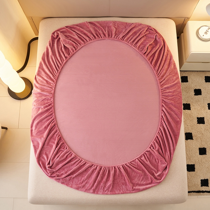 91家纺网 家纺一手货源 找家纺 简爱 2025新款纯色牛奶绒单床笠 豆沙