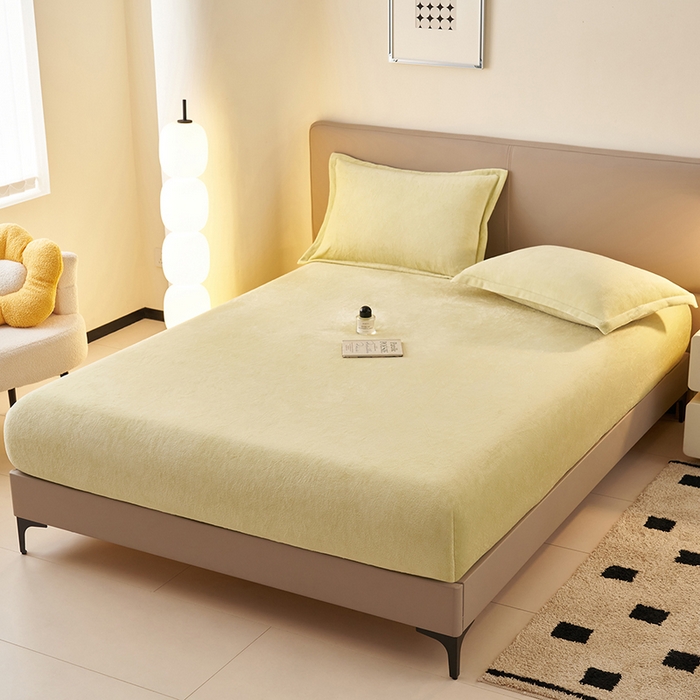 91家纺网 家纺一手货源 找家纺 简爱 2025新款纯色牛奶绒单床笠 橄榄绿