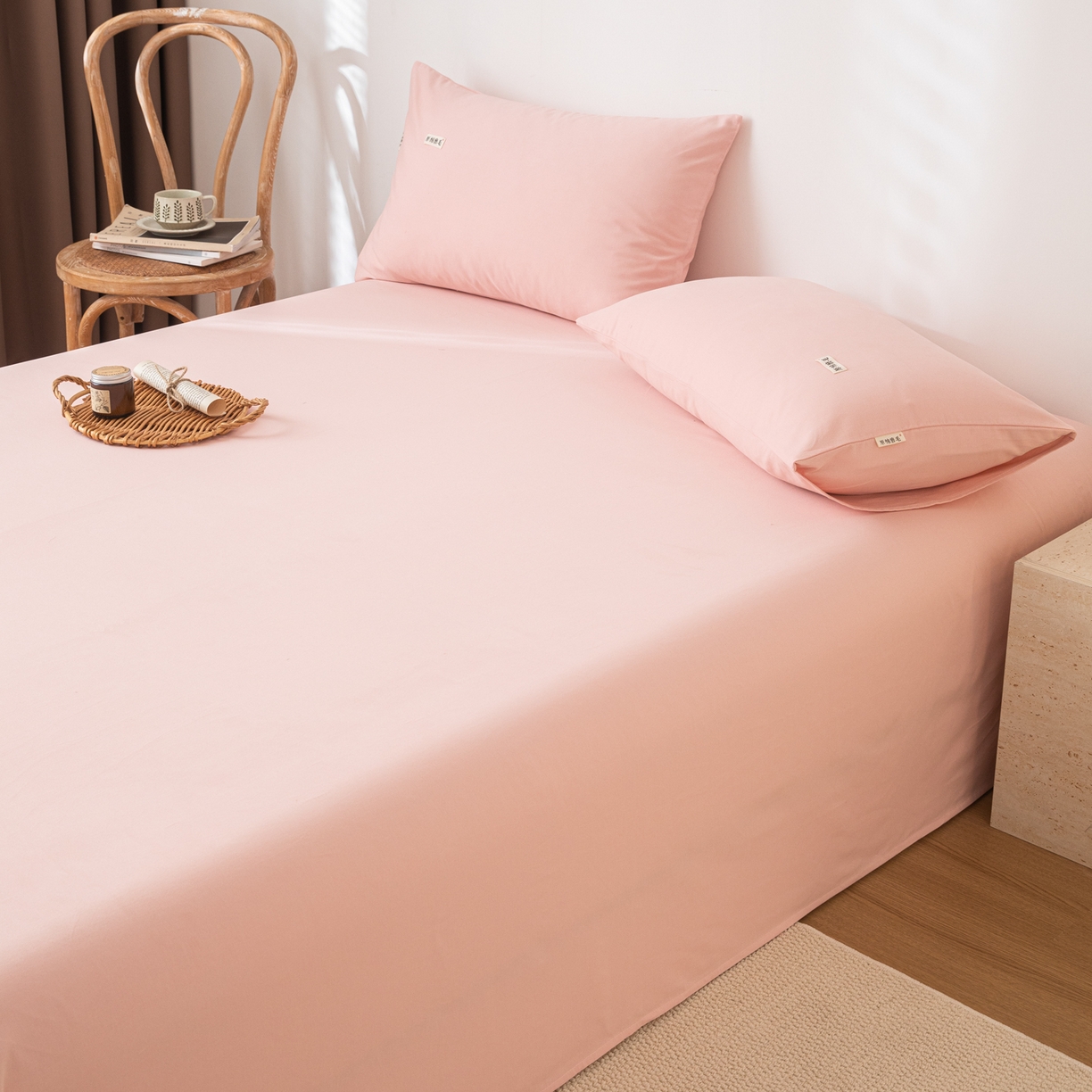 91家纺网 家纺一手货源 找家纺 眠博士 2025新款纯色全棉纯棉磨毛床单单品床单床单单件 磨毛床单-陶瓷粉