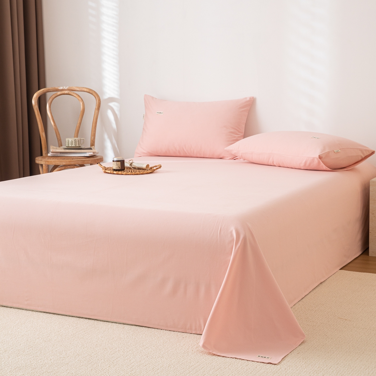 91家纺网 家纺一手货源 找家纺 眠博士 2025新款纯色全棉纯棉磨毛床单单品床单床单单件 磨毛床单-陶瓷粉