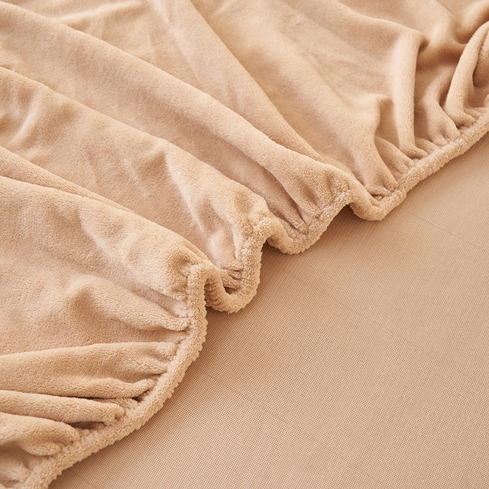 91家纺网 家纺一手货源 找家纺 简爱 2025新款纯色牛奶绒单床笠 卡其