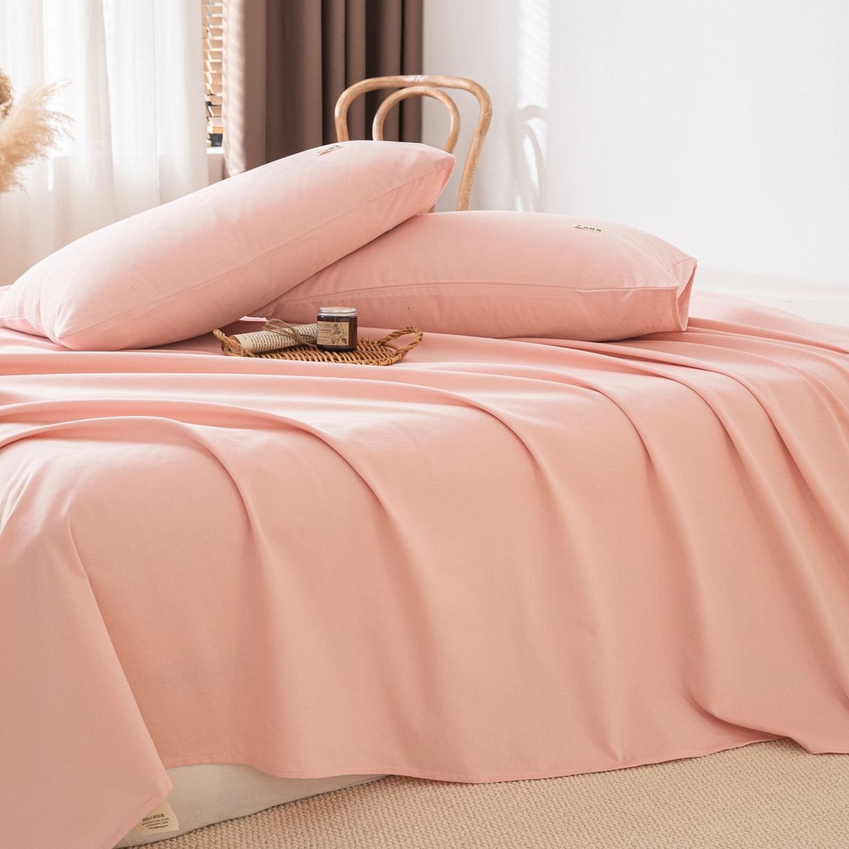 91家纺网 家纺一手货源 找家纺 眠博士 2025新款纯色全棉纯棉磨毛床单单品床单床单单件 磨毛床单-陶瓷粉