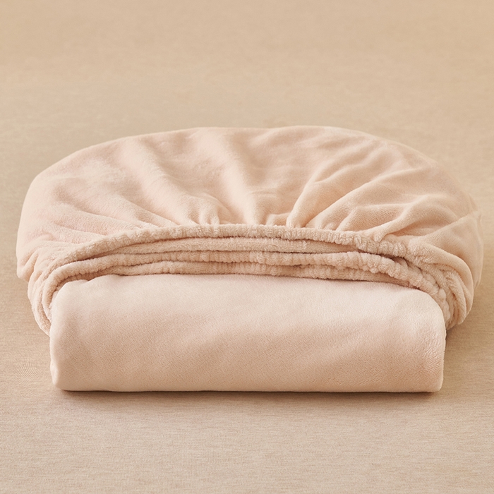 91家纺网 家纺一手货源 找家纺 简爱 2025新款纯色牛奶绒单床笠 奶油色