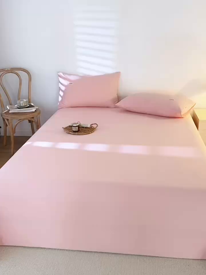 91家纺网 家纺一手货源 找家纺 眠博士 2025新款纯色全棉纯棉磨毛床单单品床单床单单件 磨毛床单-陶瓷粉