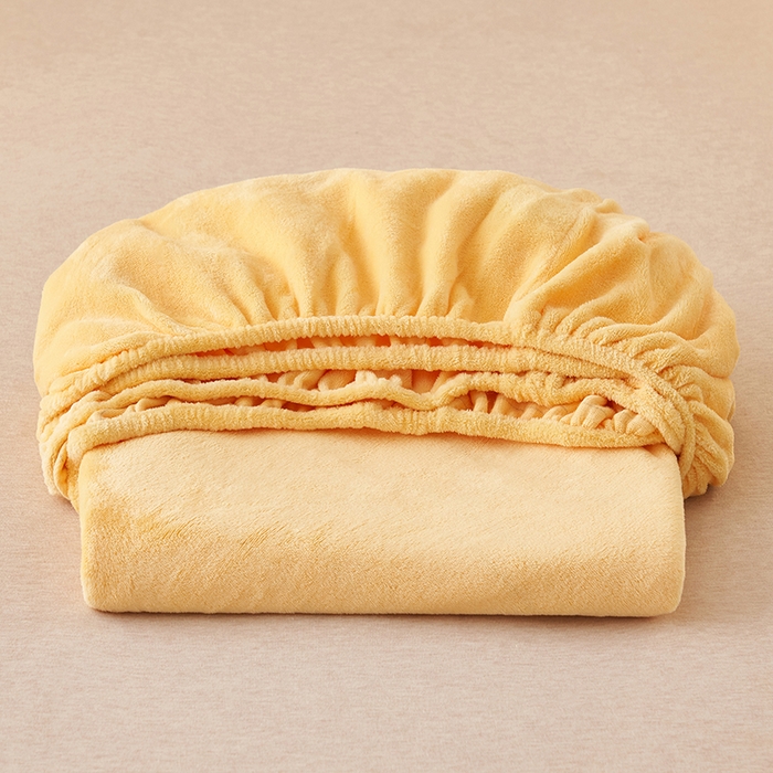 91家纺网 家纺一手货源 找家纺 简爱 2025新款纯色牛奶绒单床笠 柠檬黄