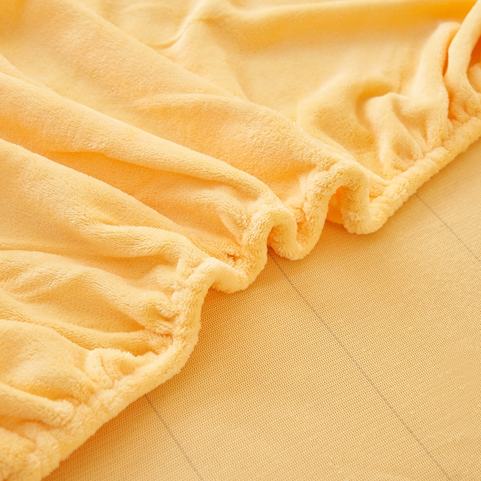 91家纺网 家纺一手货源 找家纺 简爱 2025新款纯色牛奶绒单床笠 柠檬黄