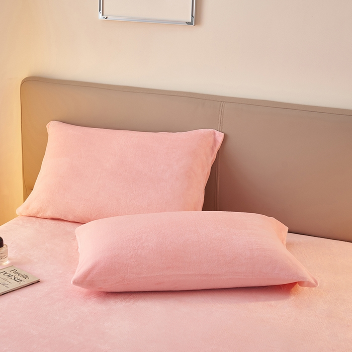 91家纺网 家纺一手货源 找家纺 简爱 2025新款纯色牛奶绒单床笠 樱花粉