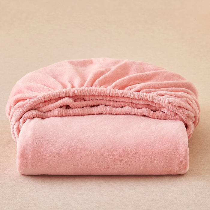 91家纺网 家纺一手货源 找家纺 简爱 2025新款纯色牛奶绒单床笠 樱花粉