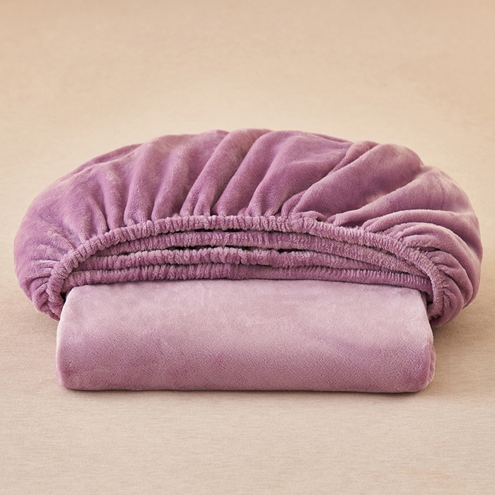 91家纺网 家纺一手货源 找家纺 简爱 2025新款纯色牛奶绒单床笠 优雅紫