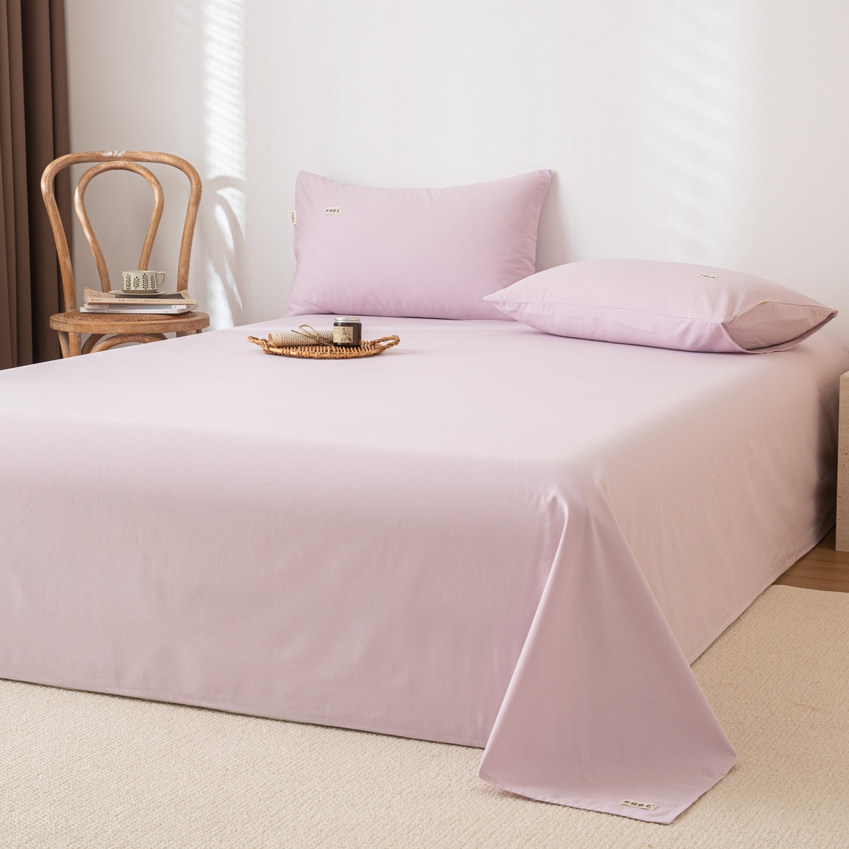 91家纺网 家纺一手货源 找家纺 眠博士 2025新款纯色全棉纯棉磨毛床单单品床单床单单件 磨毛床单-陶瓷紫