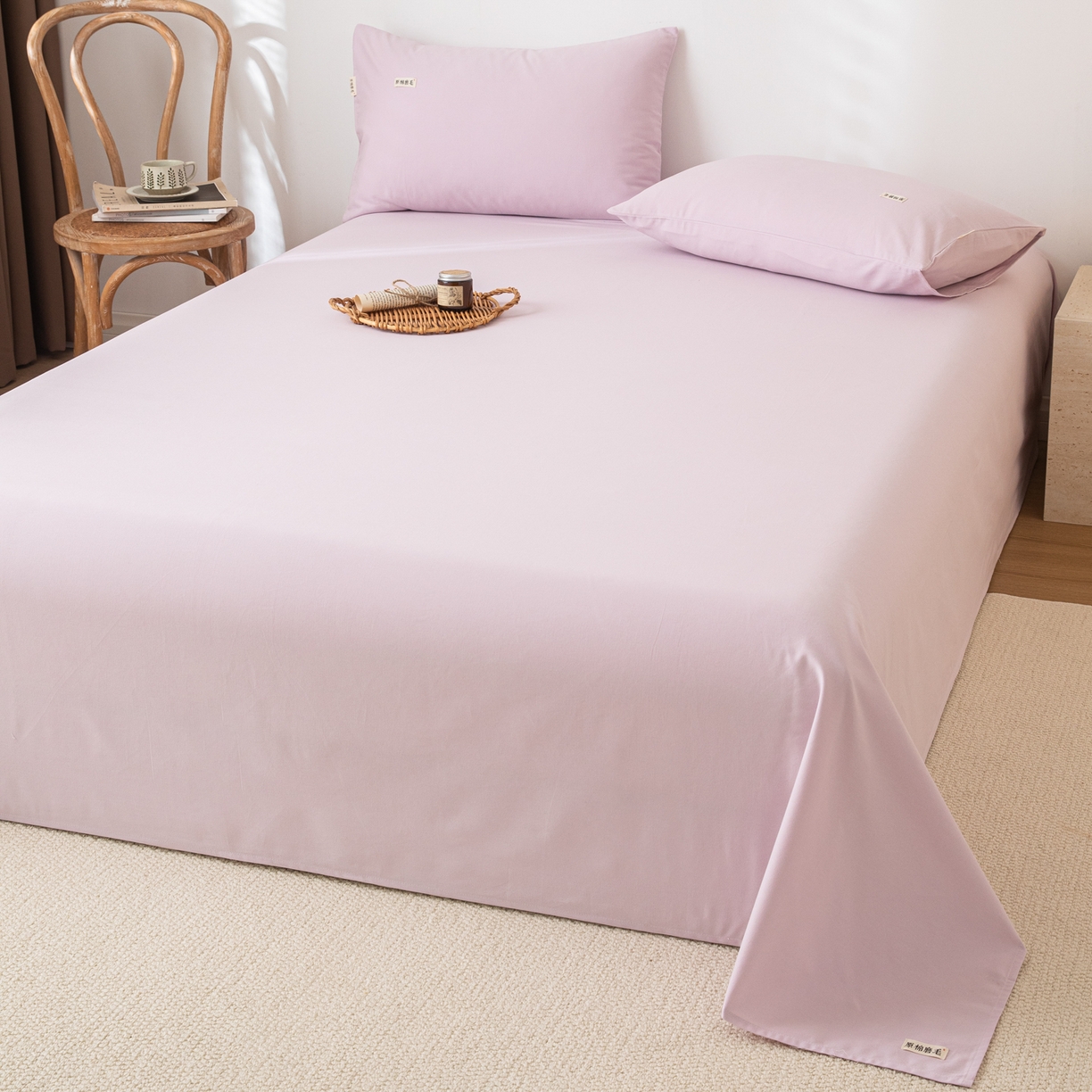 91家纺网 家纺一手货源 找家纺 眠博士 2025新款纯色全棉纯棉磨毛床单单品床单床单单件 磨毛床单-陶瓷紫