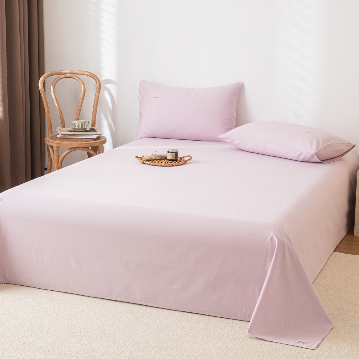 91家纺网 家纺一手货源 找家纺 眠博士 2025新款纯色全棉纯棉磨毛床单单品床单床单单件 磨毛床单-陶瓷紫