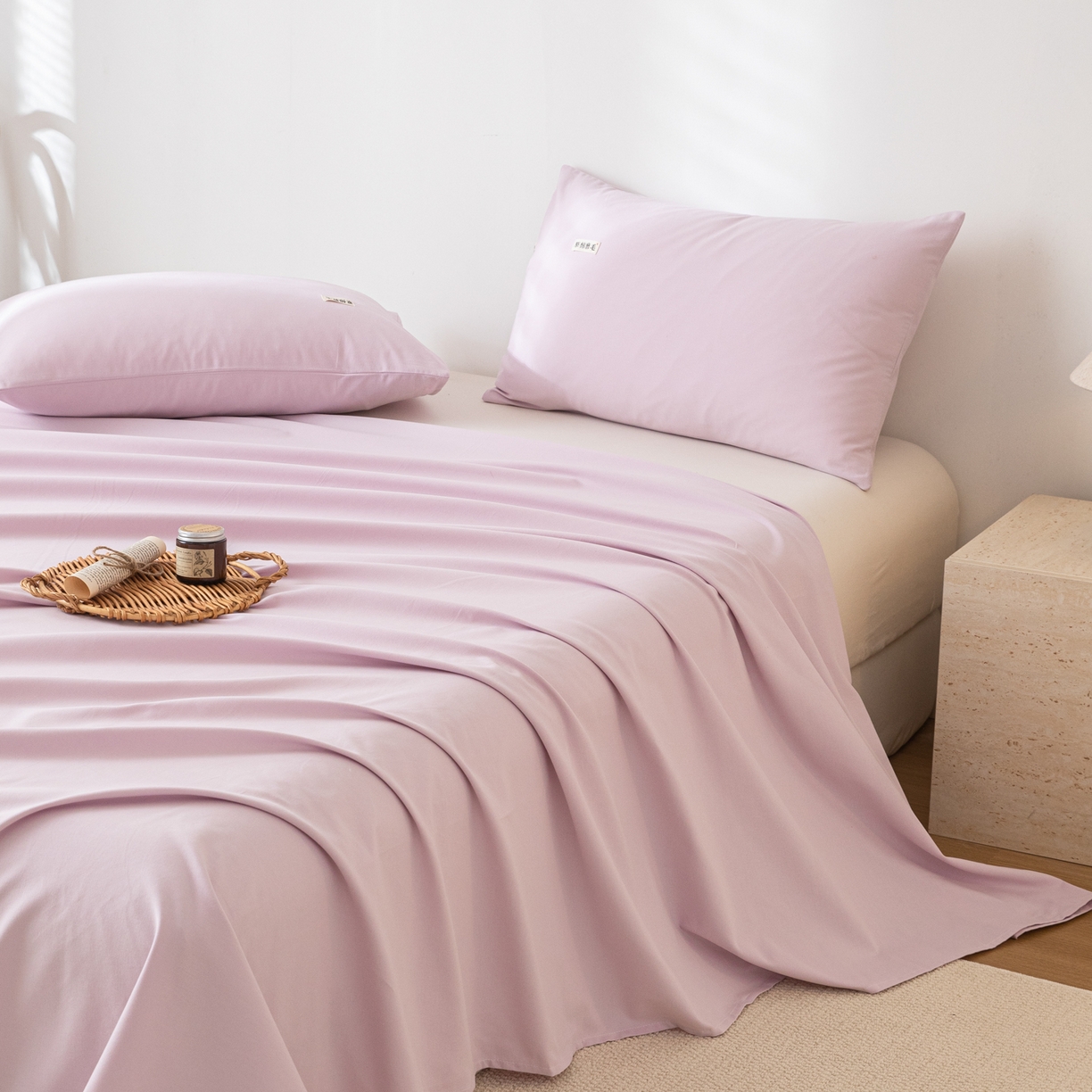 91家纺网 家纺一手货源 找家纺 眠博士 2025新款纯色全棉纯棉磨毛床单单品床单床单单件 磨毛床单-陶瓷紫