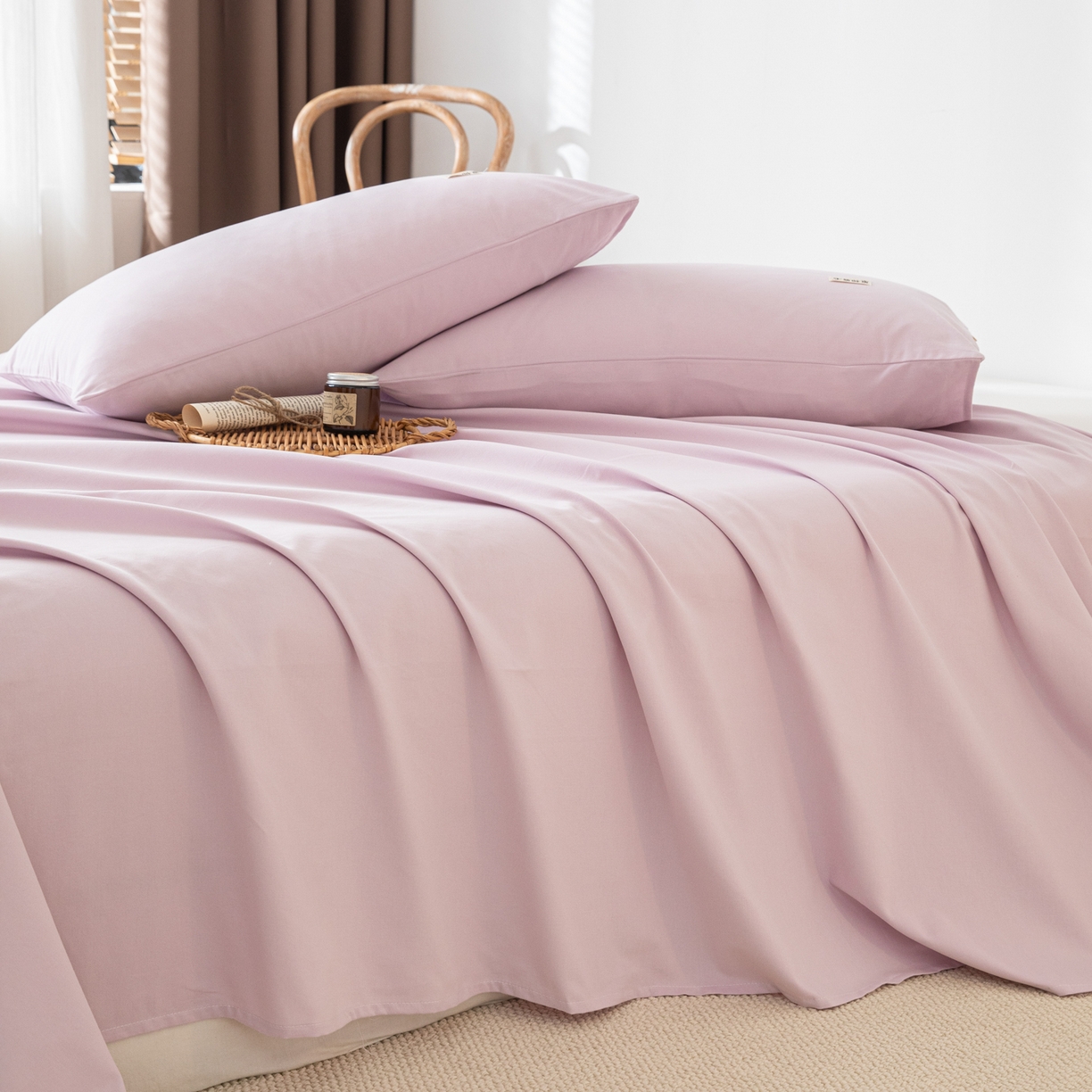 91家纺网 家纺一手货源 找家纺 眠博士 2025新款纯色全棉纯棉磨毛床单单品床单床单单件 磨毛床单-陶瓷紫