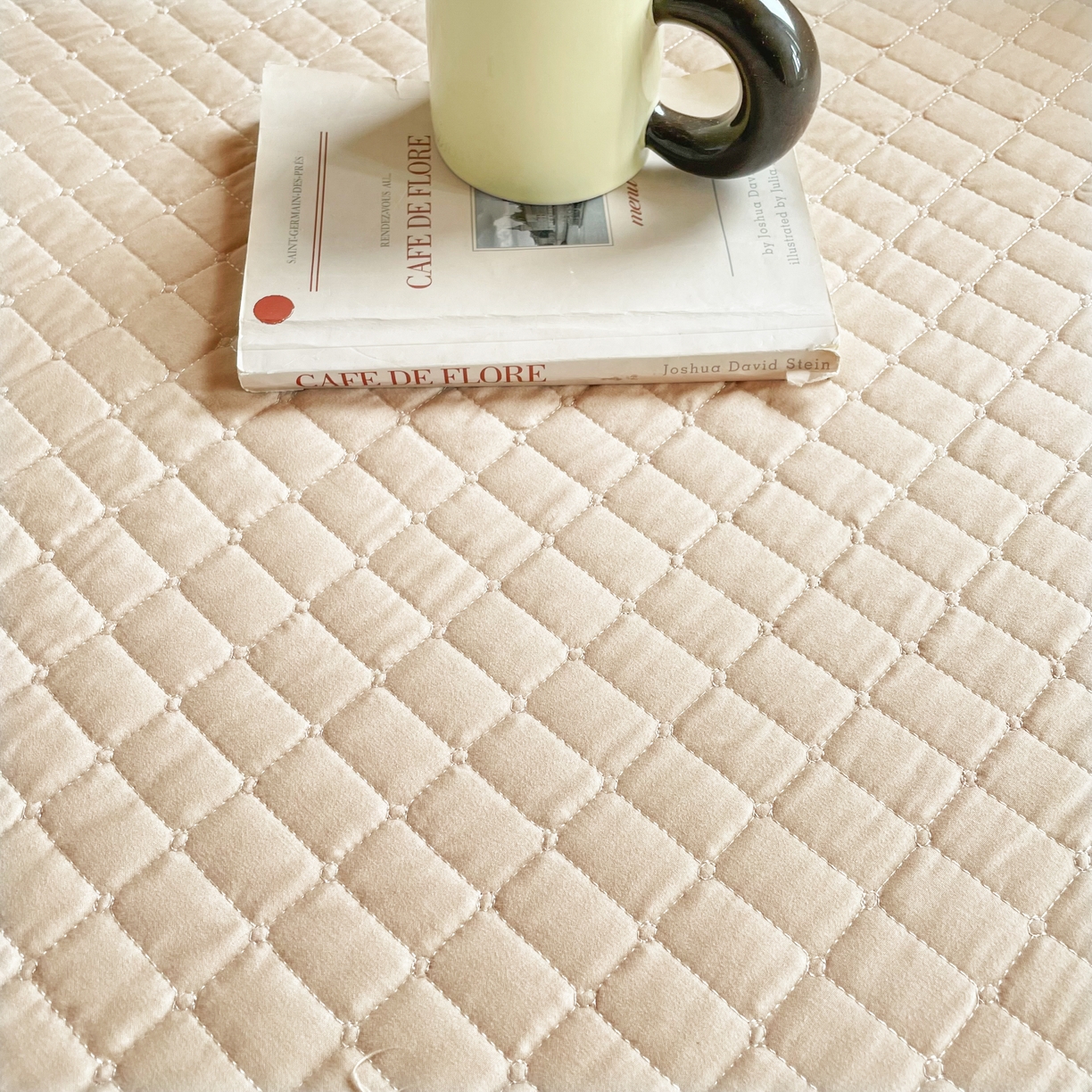 91家纺网 家纺一手货源 找家纺 锦眠床笠 2025新款刺绣床笠-学生图 奶油咖