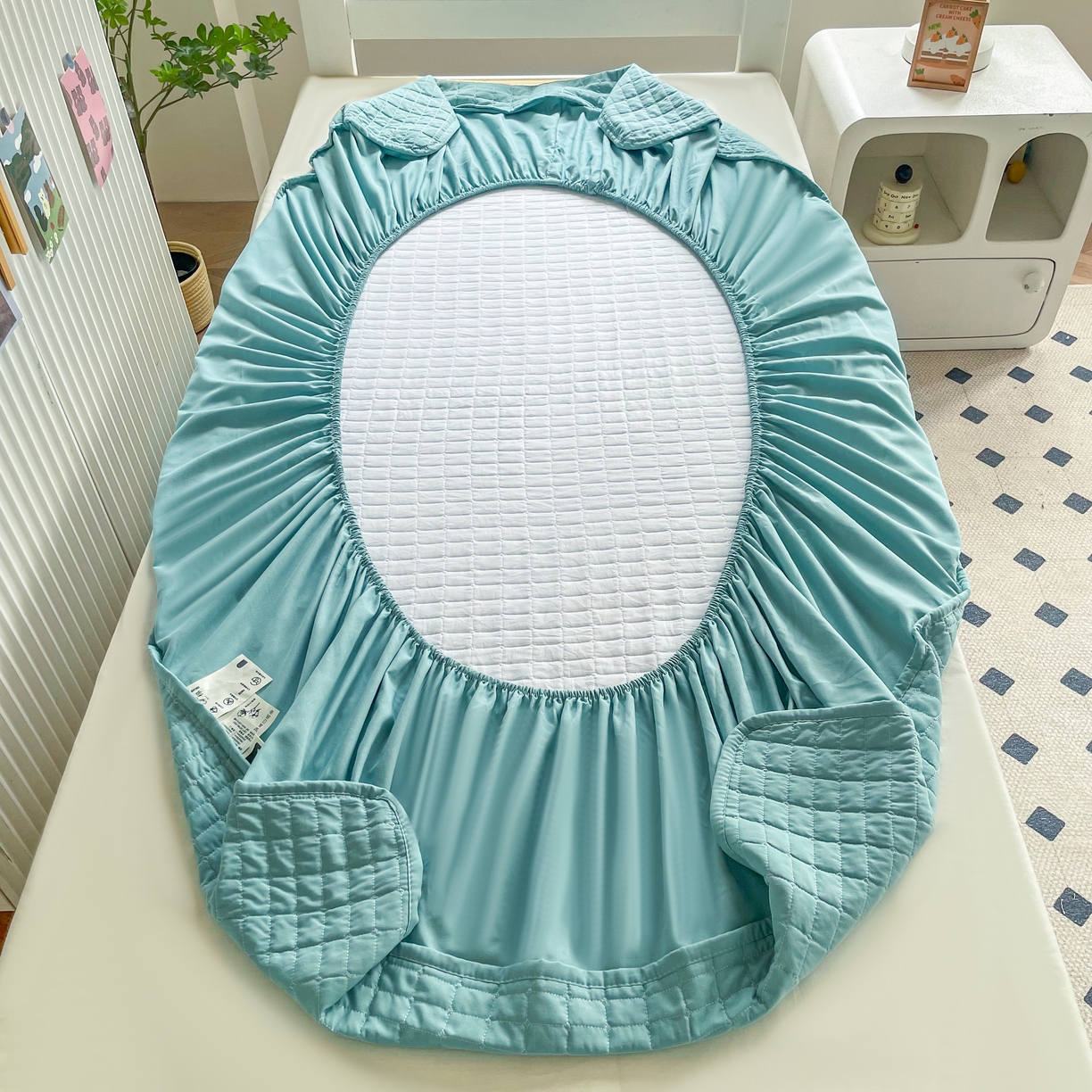 91家纺网 家纺一手货源 找家纺 锦眠床笠 2025新款刺绣床笠-学生图 青春绿