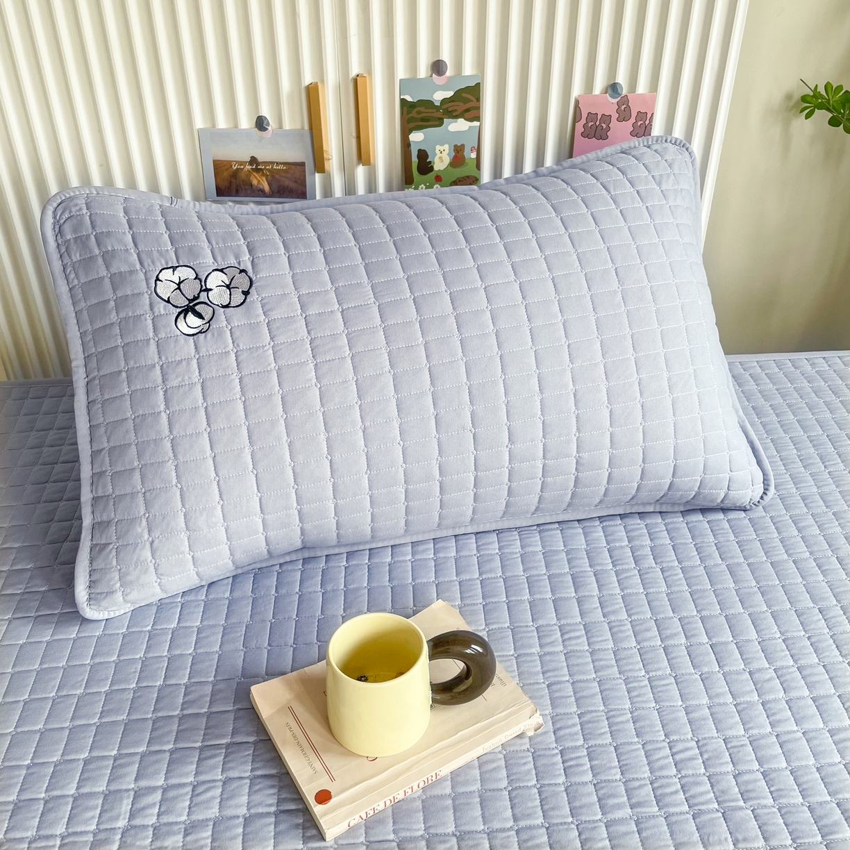 91家纺网 家纺一手货源 找家纺 锦眠床笠 2025新款刺绣床笠-学生图 星空灰