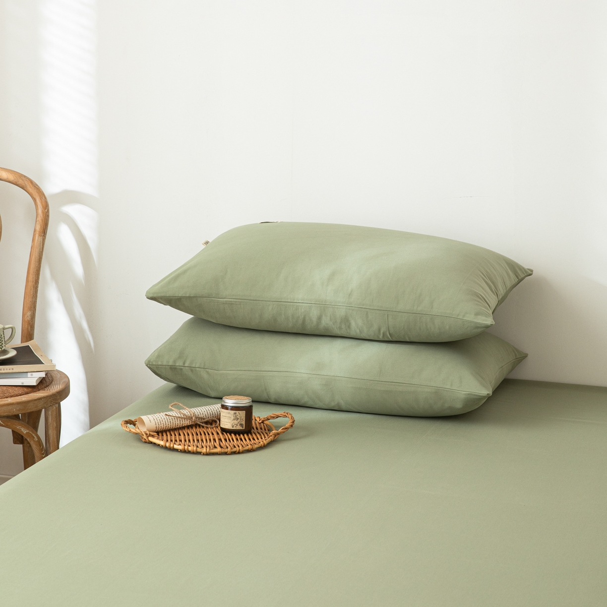 91家纺网 家纺一手货源 找家纺 眠博士 2025新款纯色全棉纯棉磨毛床单单品床单床单单件 磨毛床单-陶瓷草绿