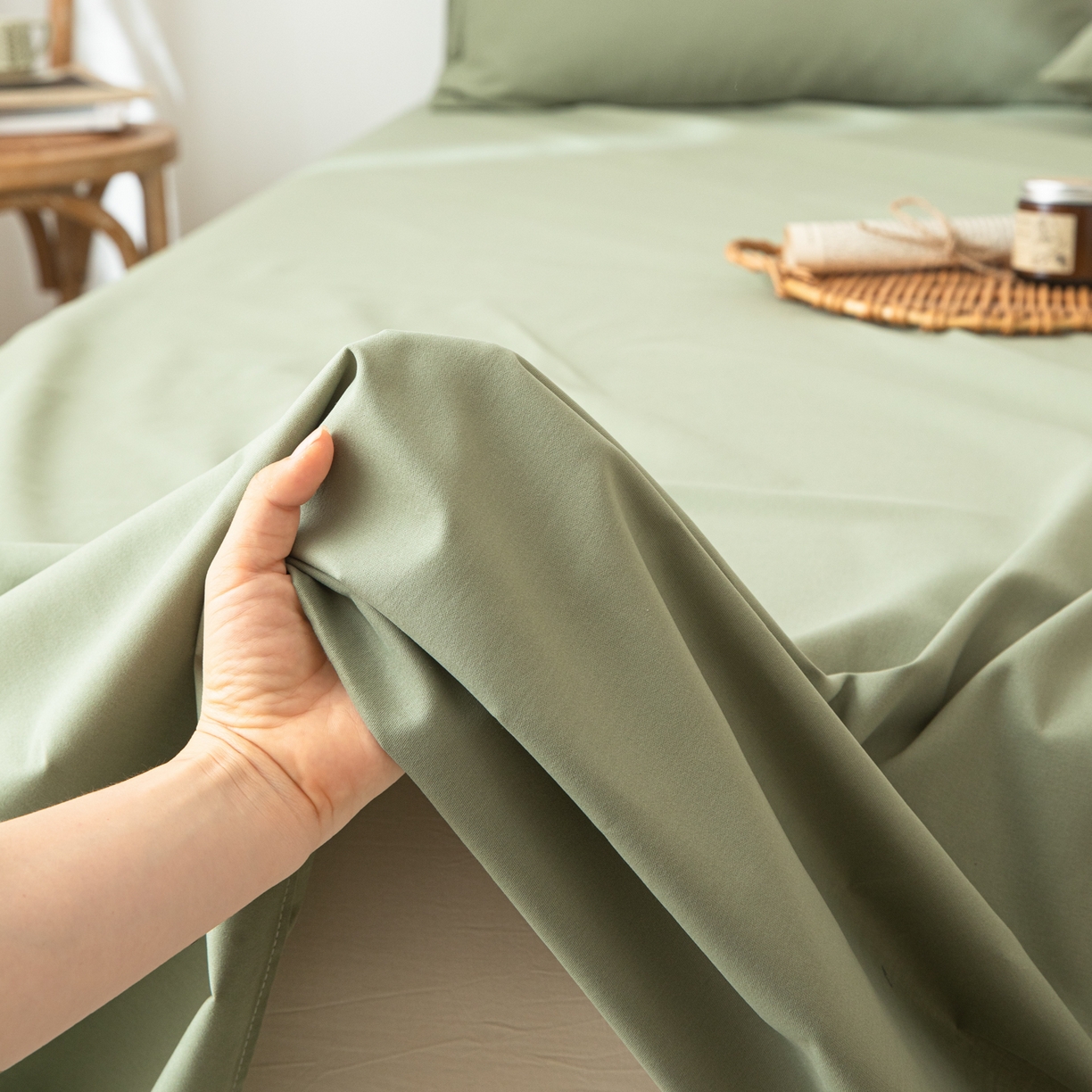 91家纺网 家纺一手货源 找家纺 眠博士 2025新款纯色全棉纯棉磨毛床单单品床单床单单件 磨毛床单-陶瓷草绿