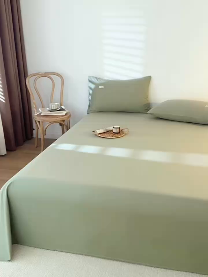 91家纺网 家纺一手货源 找家纺 眠博士 2025新款纯色全棉纯棉磨毛床单单品床单床单单件 磨毛床单-陶瓷草绿