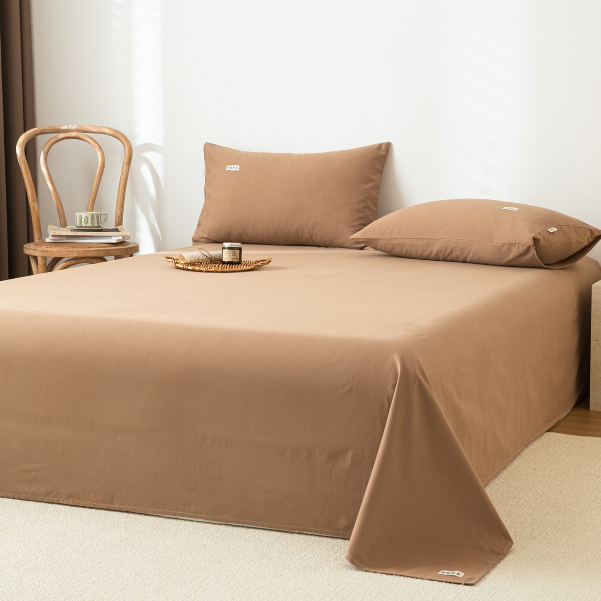 91家纺网 家纺一手货源 找家纺 眠博士 2025新款纯色全棉纯棉磨毛床单单品床单床单单件 磨毛床单-陶瓷卡其