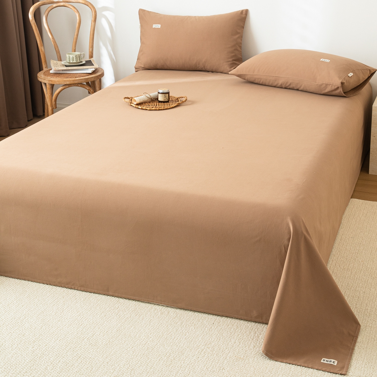 91家纺网 家纺一手货源 找家纺 眠博士 2025新款纯色全棉纯棉磨毛床单单品床单床单单件 磨毛床单-陶瓷卡其