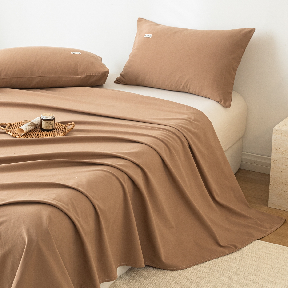 91家纺网 家纺一手货源 找家纺 眠博士 2025新款纯色全棉纯棉磨毛床单单品床单床单单件 磨毛床单-陶瓷卡其