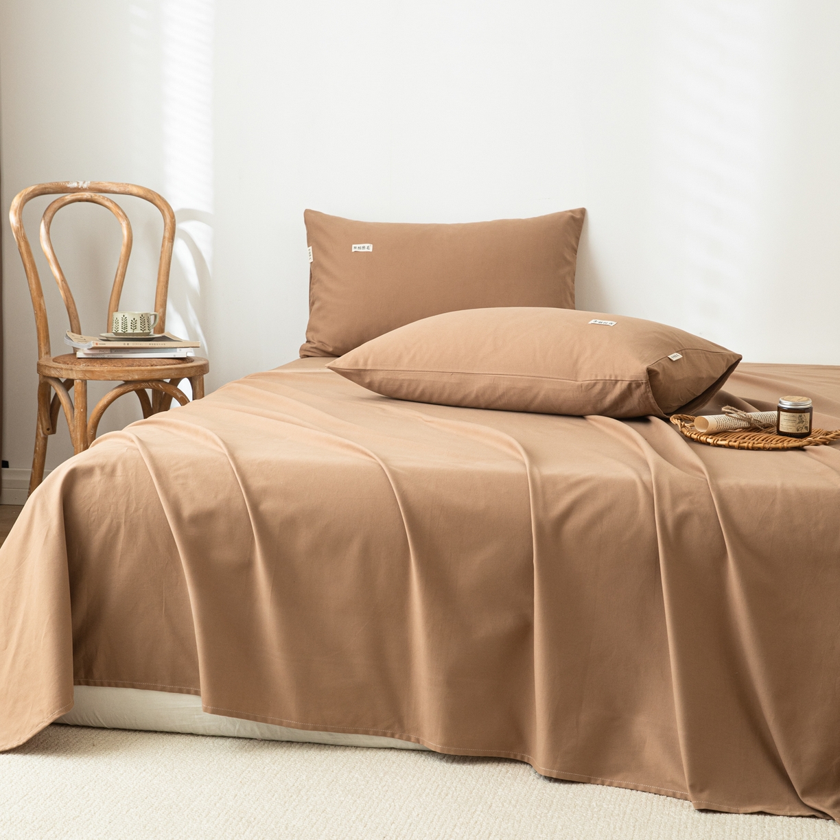 91家纺网 家纺一手货源 找家纺 眠博士 2025新款纯色全棉纯棉磨毛床单单品床单床单单件 磨毛床单-陶瓷卡其