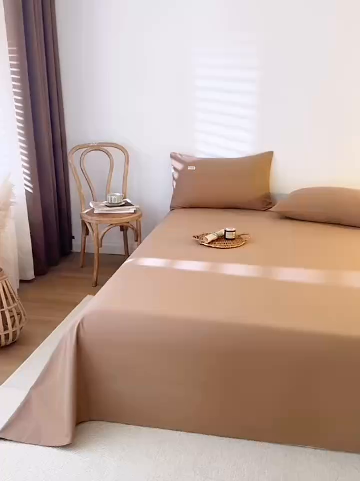 91家纺网 家纺一手货源 找家纺 眠博士 2025新款纯色全棉纯棉磨毛床单单品床单床单单件 磨毛床单-陶瓷卡其