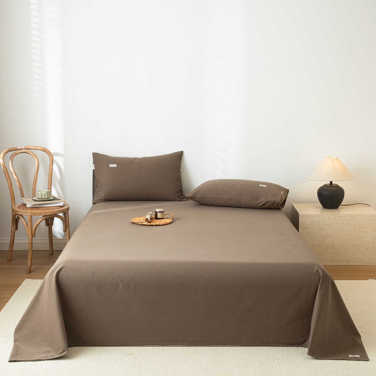 91家纺网 家纺一手货源 找家纺 眠博士 2025新款纯色全棉纯棉磨毛床单单品床单床单单件 磨毛床单-陶瓷咖