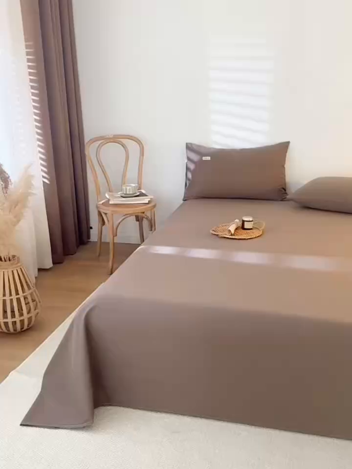 91家纺网 家纺一手货源 找家纺 眠博士 2025新款纯色全棉纯棉磨毛床单单品床单床单单件 磨毛床单-陶瓷咖