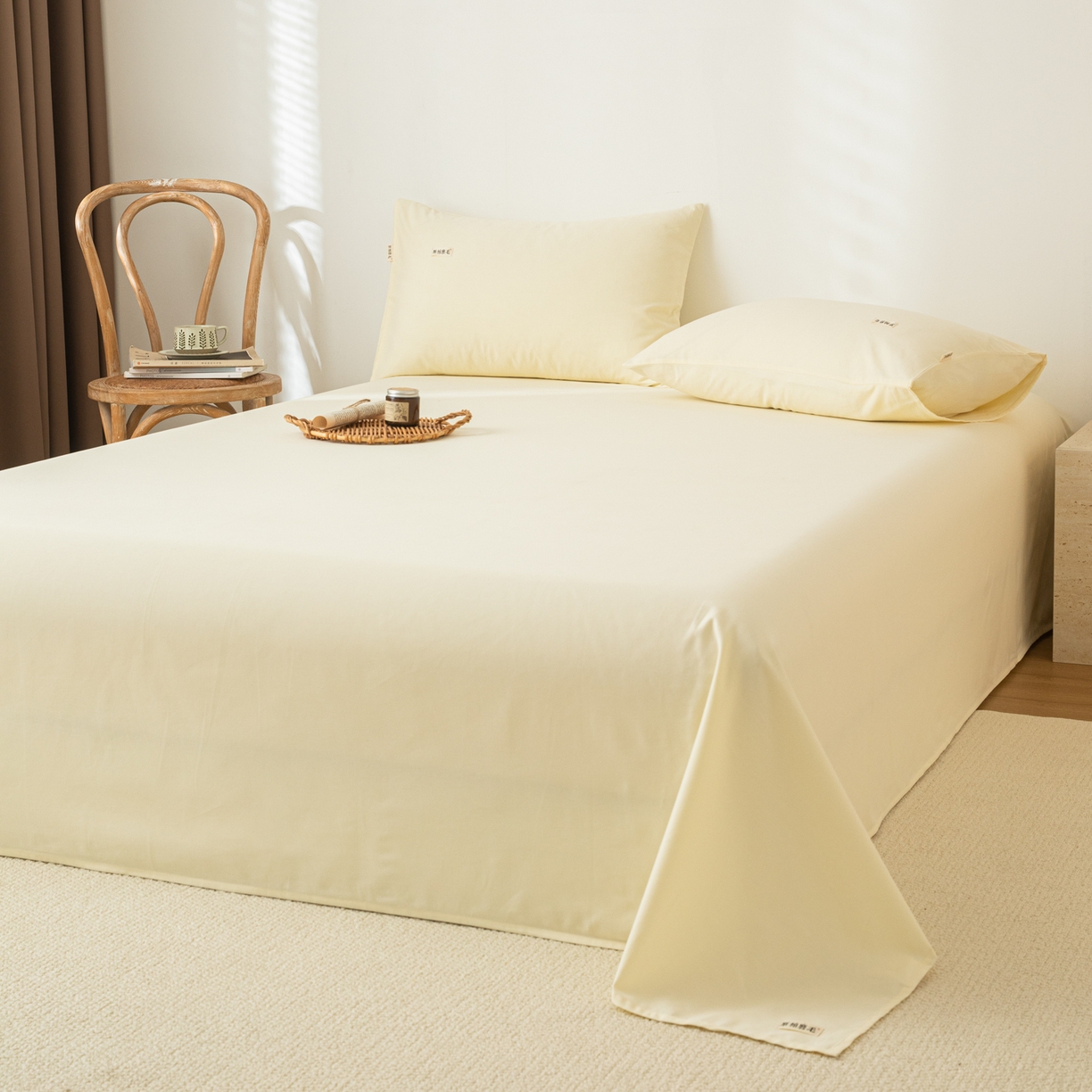 91家纺网 家纺一手货源 找家纺 眠博士 2025新款纯色全棉纯棉磨毛床单单品床单床单单件 磨毛床单-陶瓷奶白