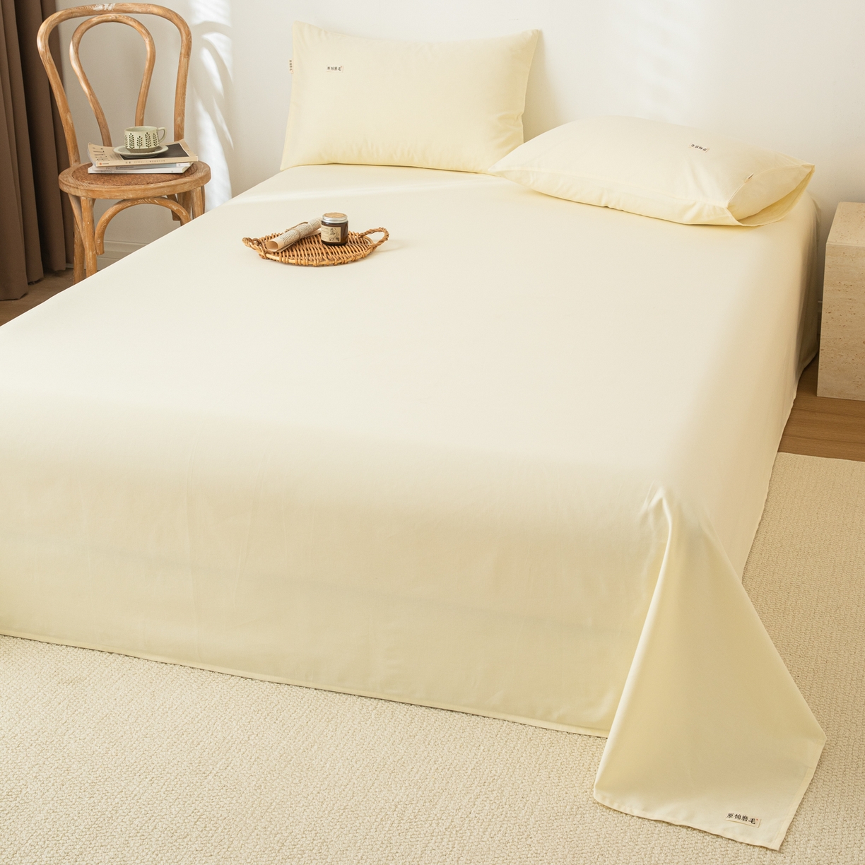 91家纺网 家纺一手货源 找家纺 眠博士 2025新款纯色全棉纯棉磨毛床单单品床单床单单件 磨毛床单-陶瓷奶白