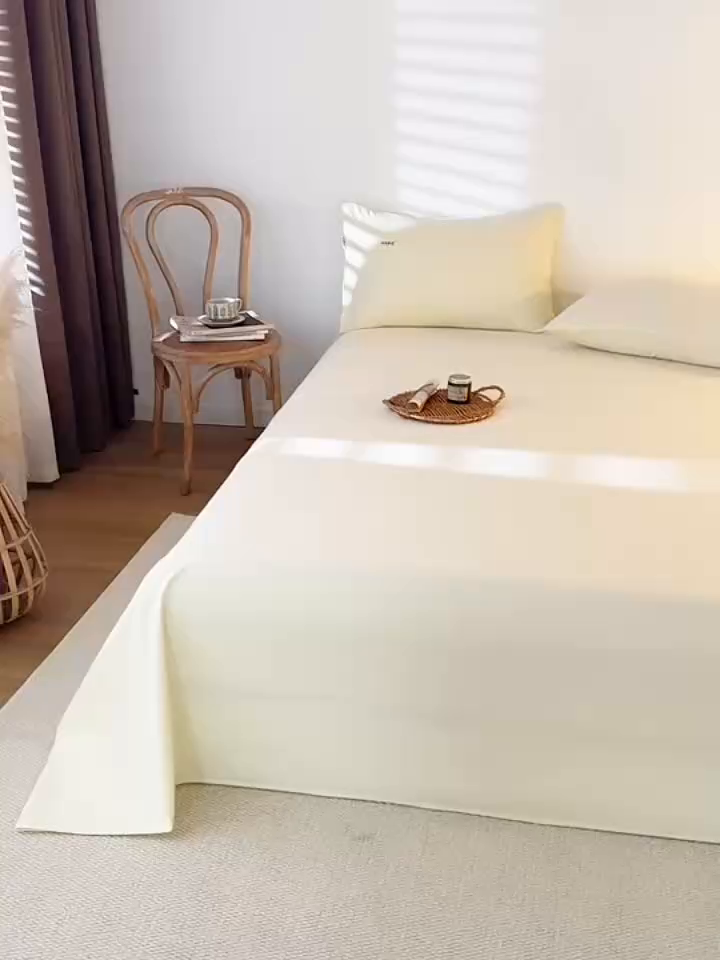 91家纺网 家纺一手货源 找家纺 眠博士 2025新款纯色全棉纯棉磨毛床单单品床单床单单件 磨毛床单-陶瓷奶白