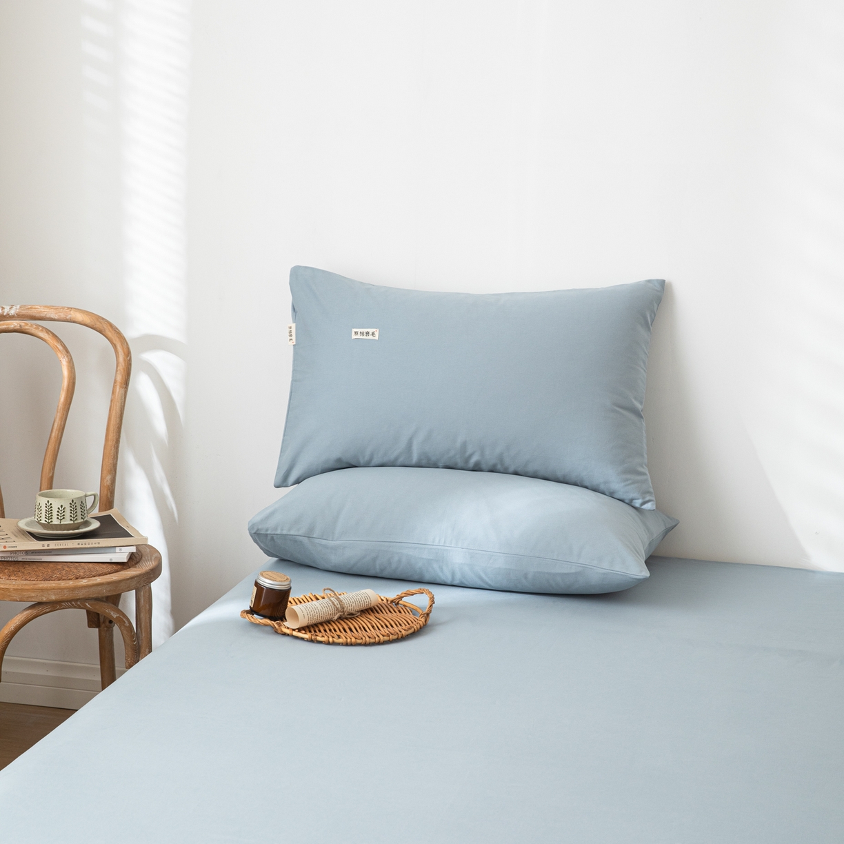 91家纺网 家纺一手货源 找家纺 眠博士 2025新款纯色全棉纯棉磨毛床单单品床单床单单件 磨毛床单-陶瓷浅蓝