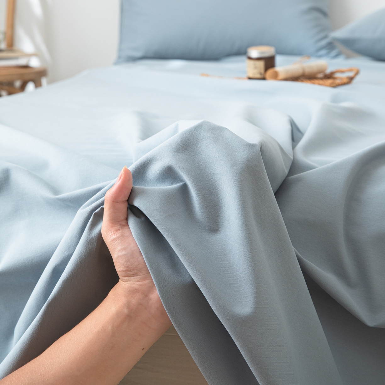 91家纺网 家纺一手货源 找家纺 眠博士 2025新款纯色全棉纯棉磨毛床单单品床单床单单件 磨毛床单-陶瓷浅蓝